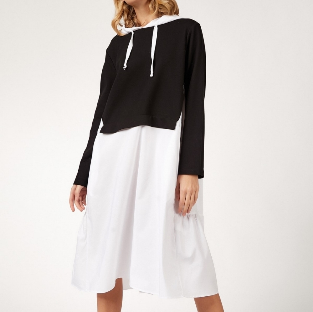 COPY - 🆕 OVERSIZE POPLIN DRESS WITH BLACK SWEATSH